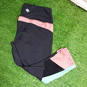 ZELOS Women’s Colorblock Ankle Leggings Size S Black Pink Blue